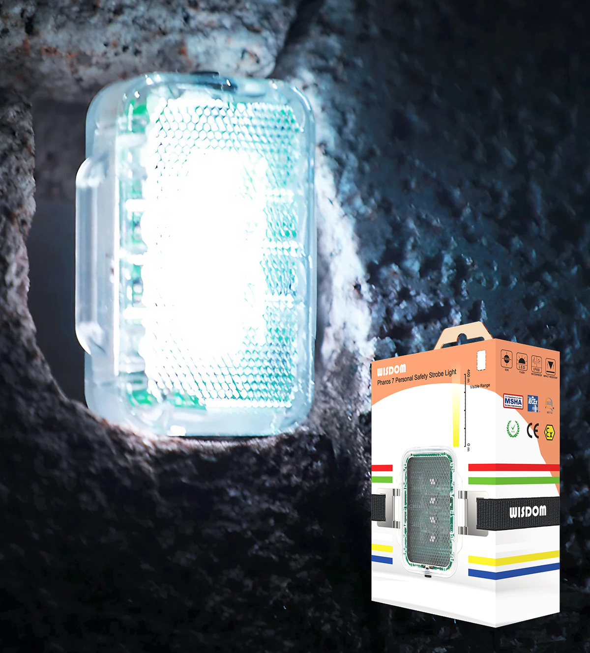 Wisdom Pharos 7 MSHA-Approved LED Safety Strobe Light