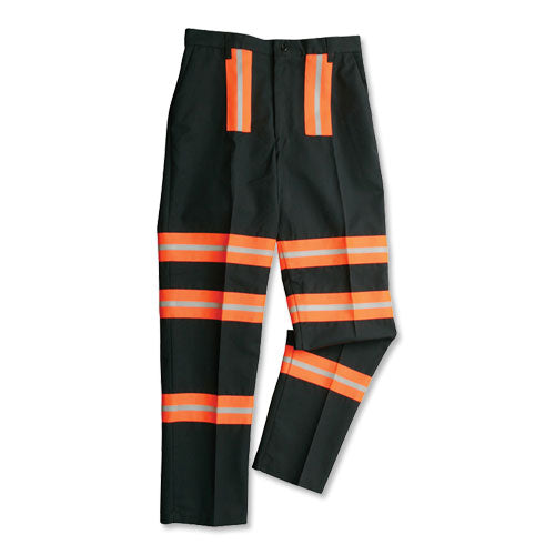 VESTIS ENHANCED VISIBILITY WORK PANTS, NAVY W/ORANGE STRIPING DEF-2047