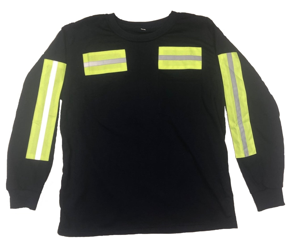 Low Pro Enhanced Visibility Reflective Long Sleeve T-Shirt, Navy w/Green Striping