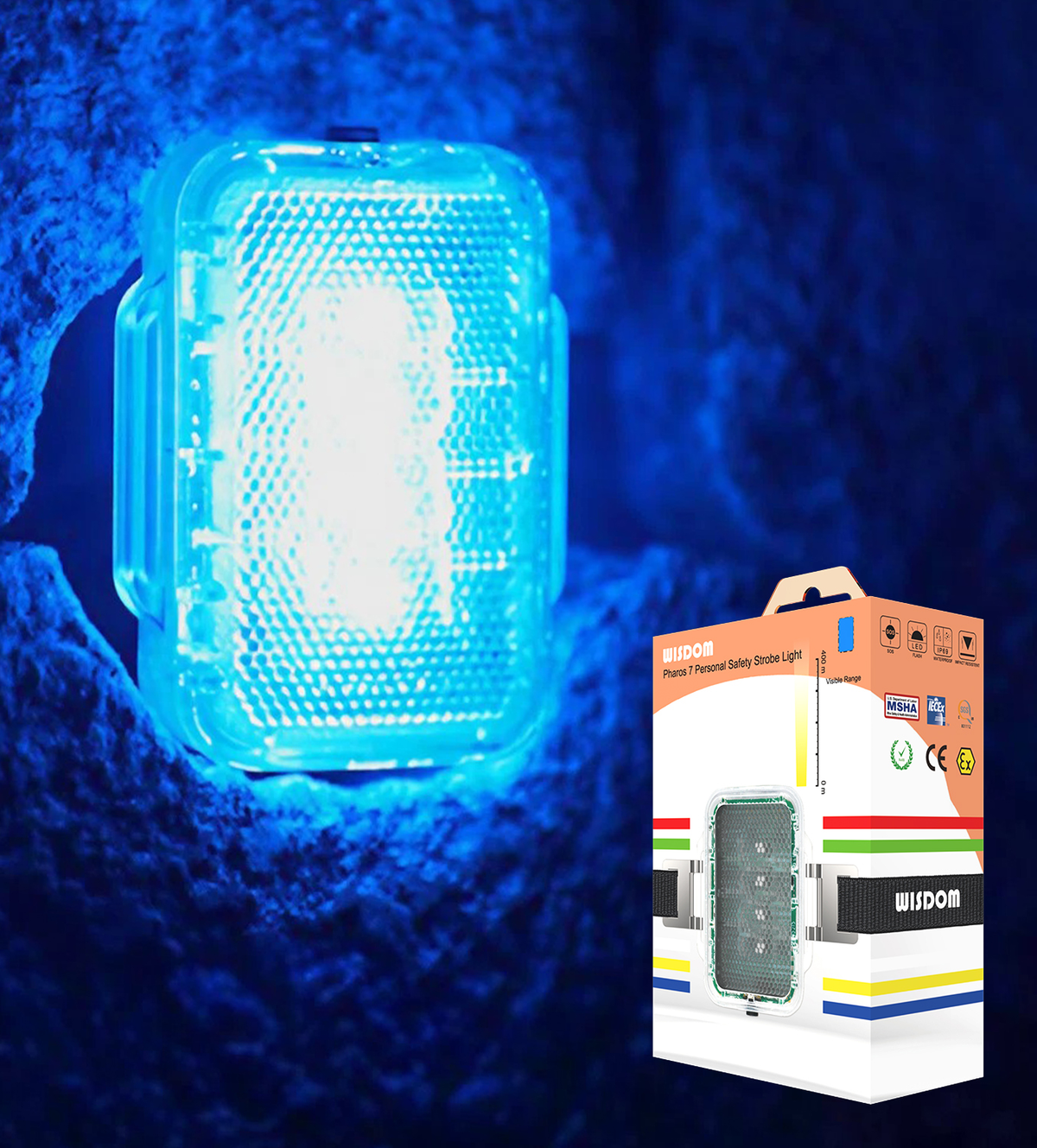 Wisdom Pharos 7 MSHA-Approved LED Safety Strobe Light