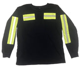 Low Pro Enhanced Visibility Reflective Long Sleeve T-Shirt, Navy w/Green Striping